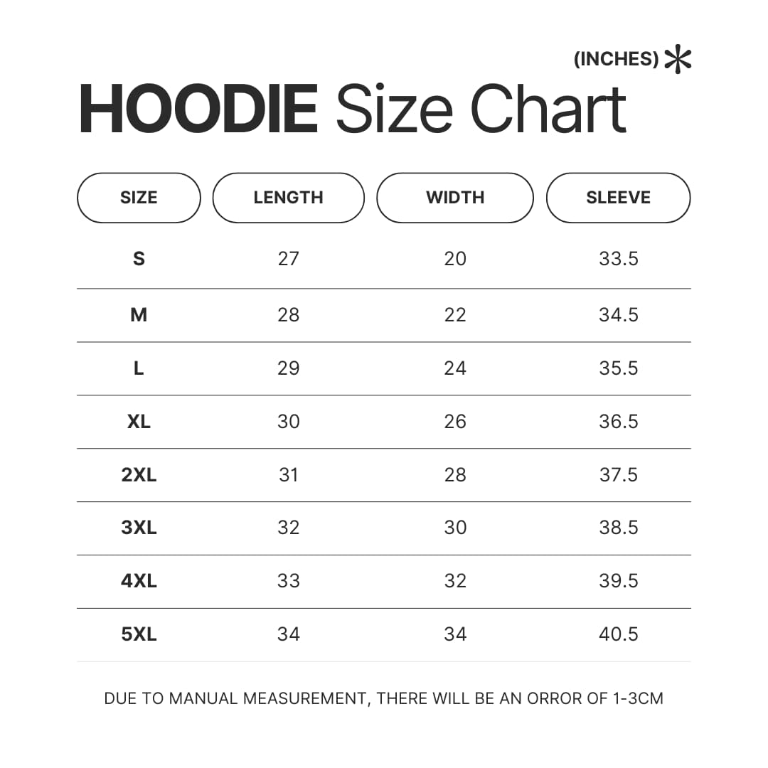 Hoodie Size Chart - Angels Of Death Store